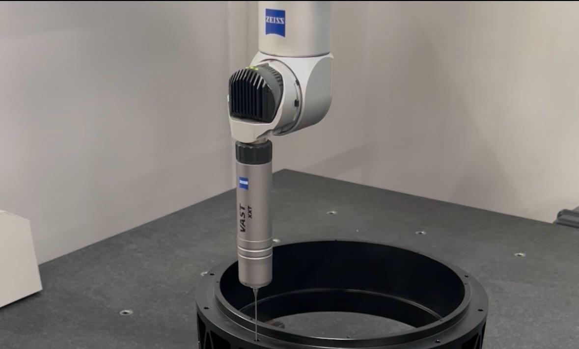 Part being measured on a coordinate measuring machine